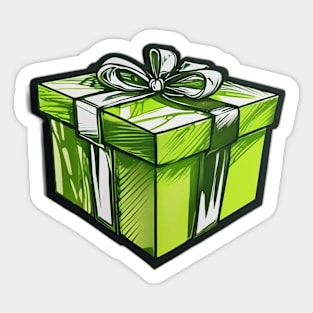 Vibrant Green Gift Box Illustration No. 1017 Sticker